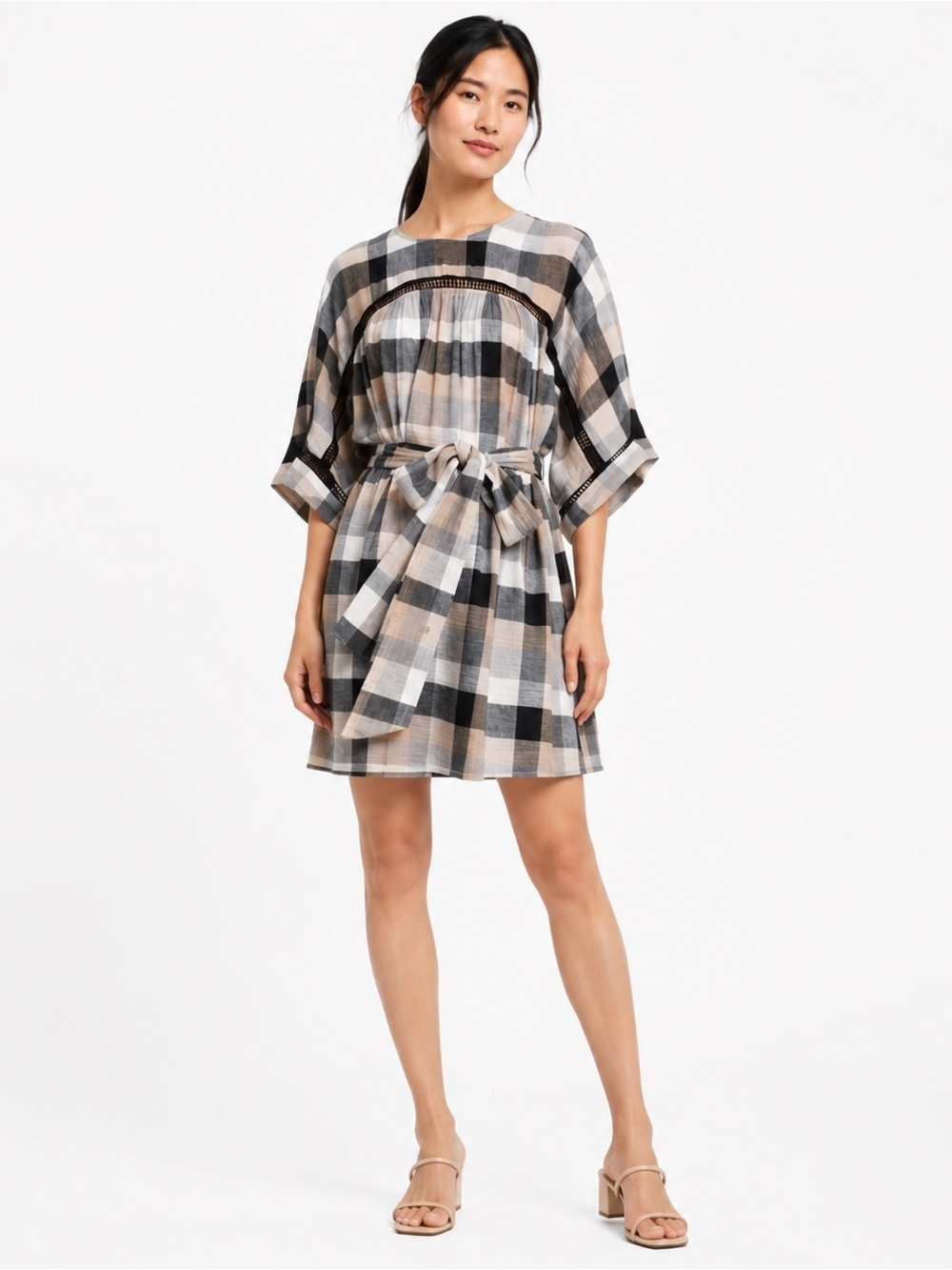 Anthropologie Maeve Plaid Tartan Tie Belted Dress